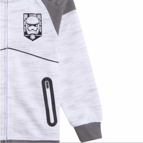 NWT Star Wars Youth Boys Full Zip Hoodie WHITE - size L (14/16) - Picture 6 of 8